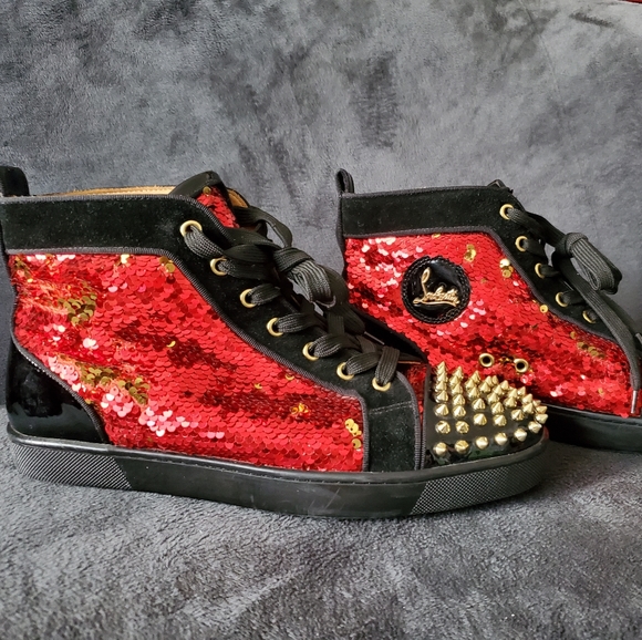 Christian Louboutin Other - Red and black Christian Louboutin high sneakers